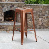 Flash Furniture ET-BT3503-30-POC-GG 30''H Backless Indoor-Outdoor Barstool in Copper